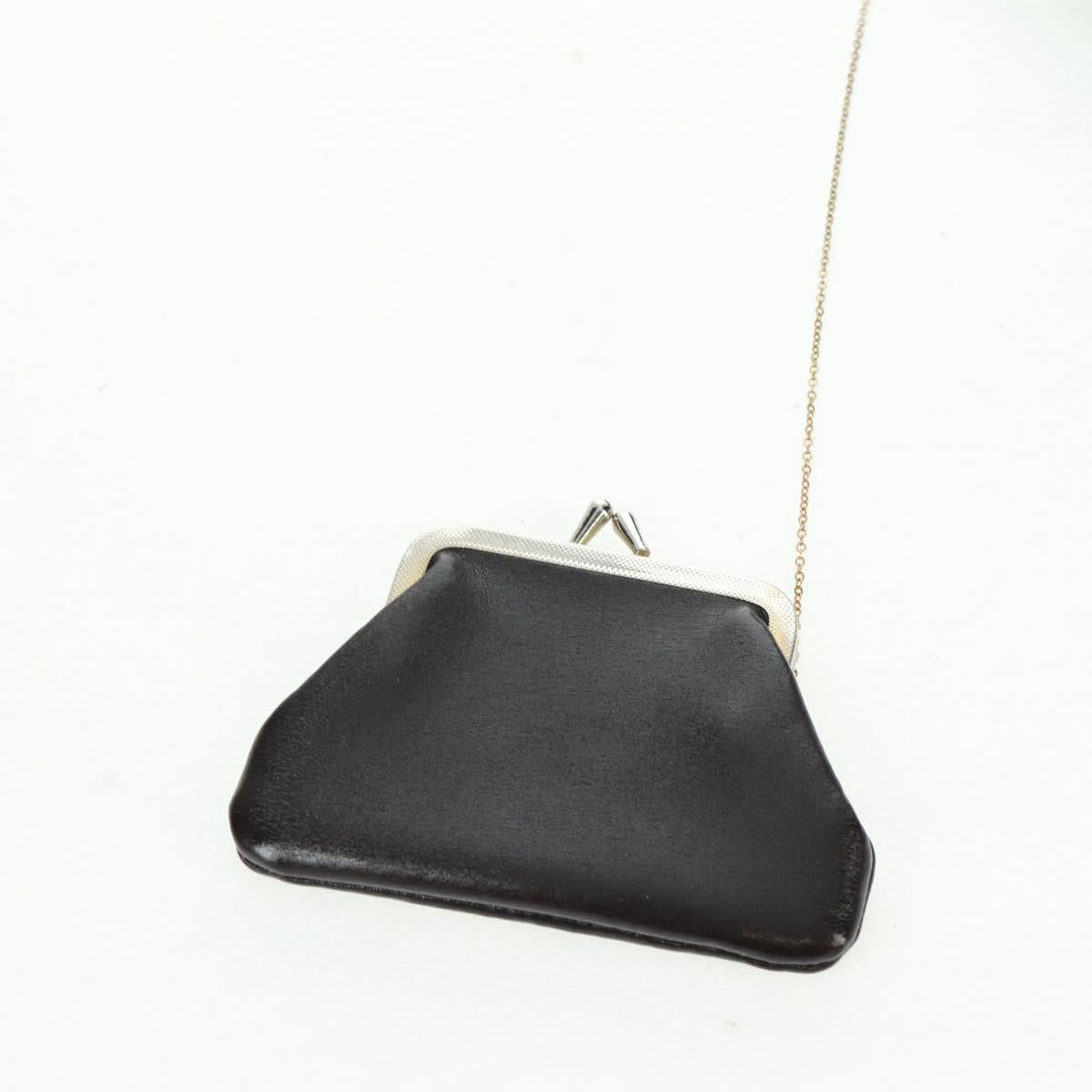 Christian Dior Hand Bag Calf Skin 2way Black Gold Auth 160831