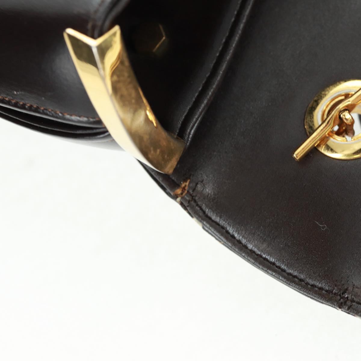 Christian Dior Hand Bag Calf Skin 2way Black Gold Auth 160831