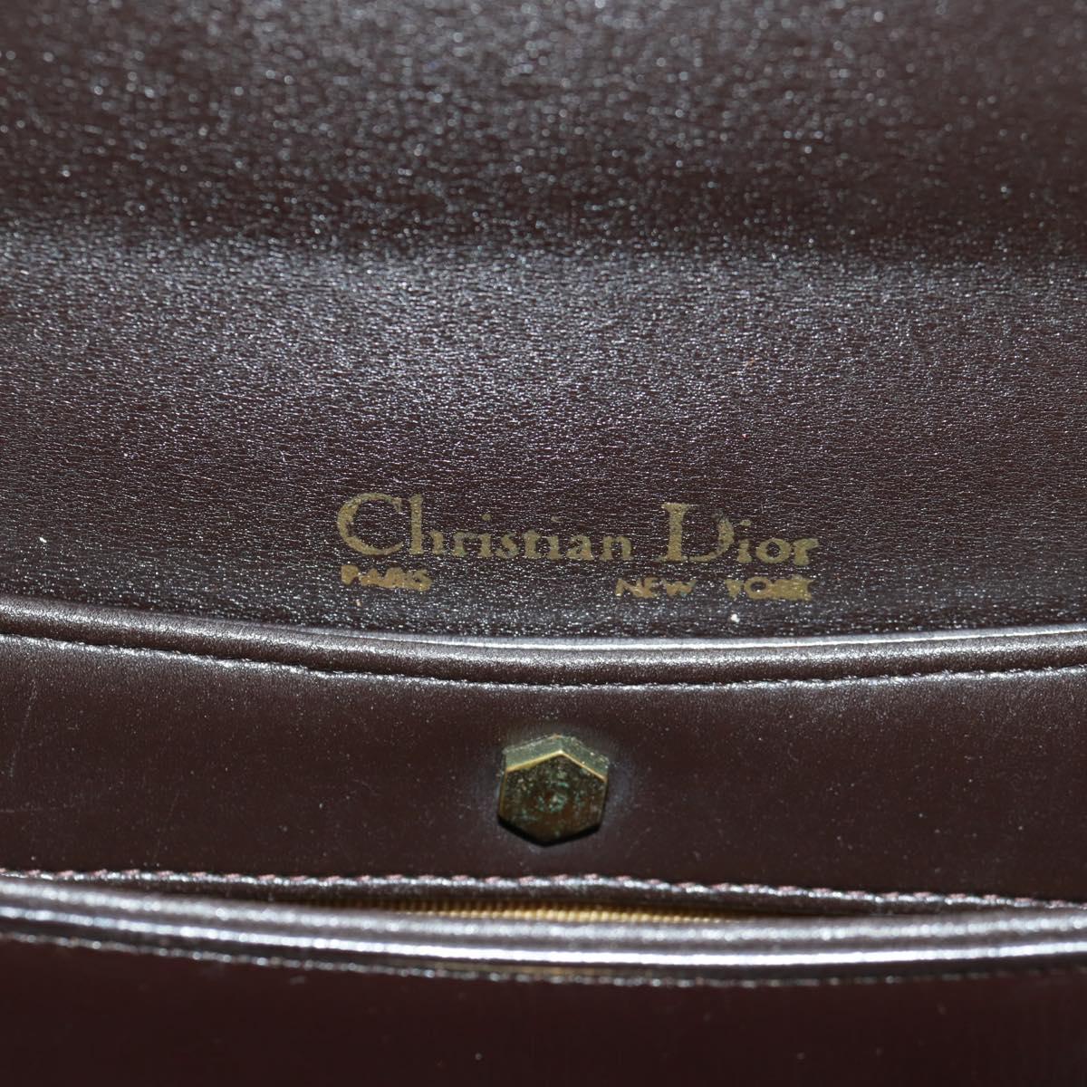 Christian Dior Hand Bag Calf Skin 2way Black Gold Auth 160831