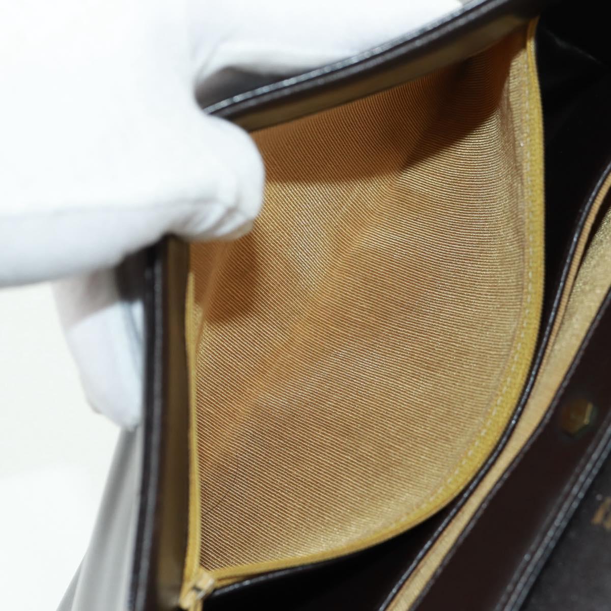 Christian Dior Hand Bag Calf Skin 2way Black Gold Auth 160831