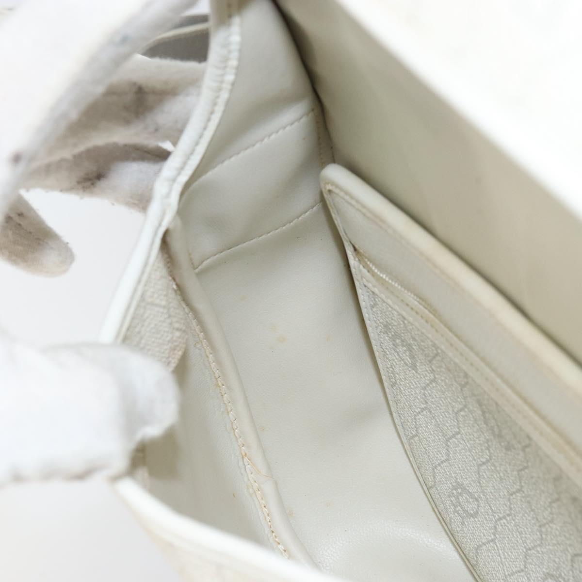 Christian Dior Honeycomb Canvas Shoulder Bag PVC Gold White Auth 160841
