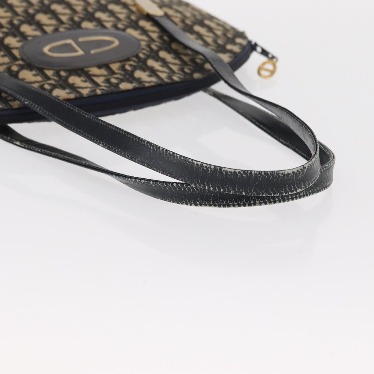 Christian Dior Trotter Canvas Hand Bag Navy Gold Auth 160843