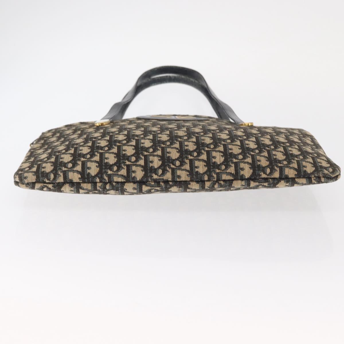 Christian Dior Trotter Canvas Hand Bag Navy Gold Auth 160843