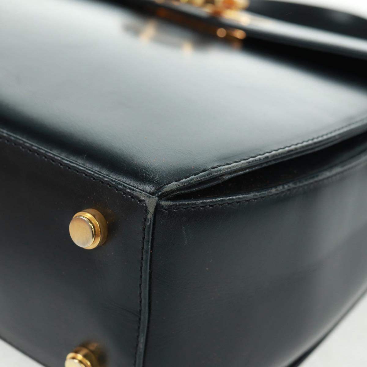 Salvatore Ferragamo Gancini Hand Bag Leather 2way Black Gold Auth 160846