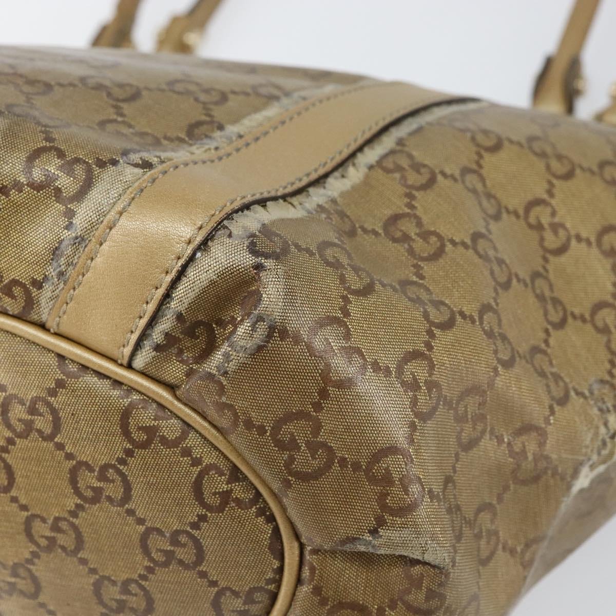 GUCCI GG Crystal Abbey Tote Bag Gold 211982 Auth 160848