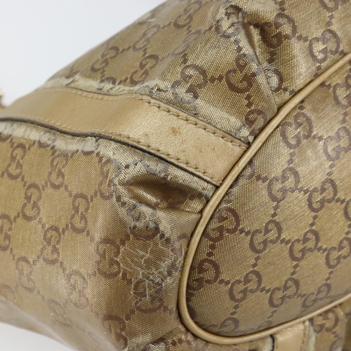 GUCCI GG Crystal Abbey Tote Bag Gold 211982 Auth 160848