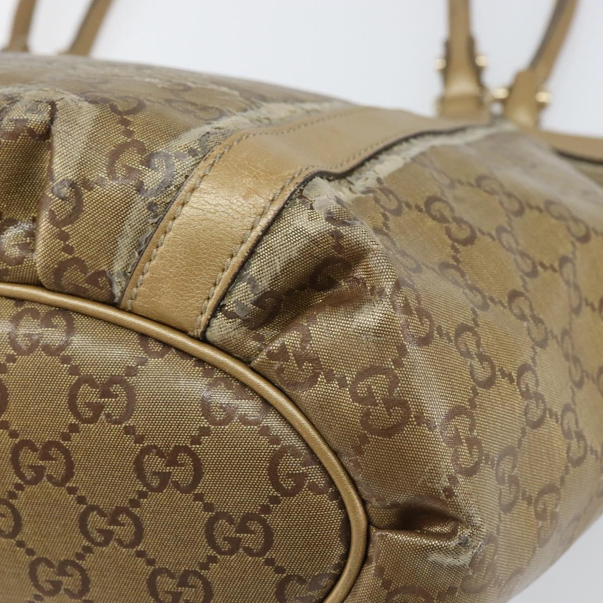 GUCCI GG Crystal Abbey Tote Bag Gold 211982 Auth 160848