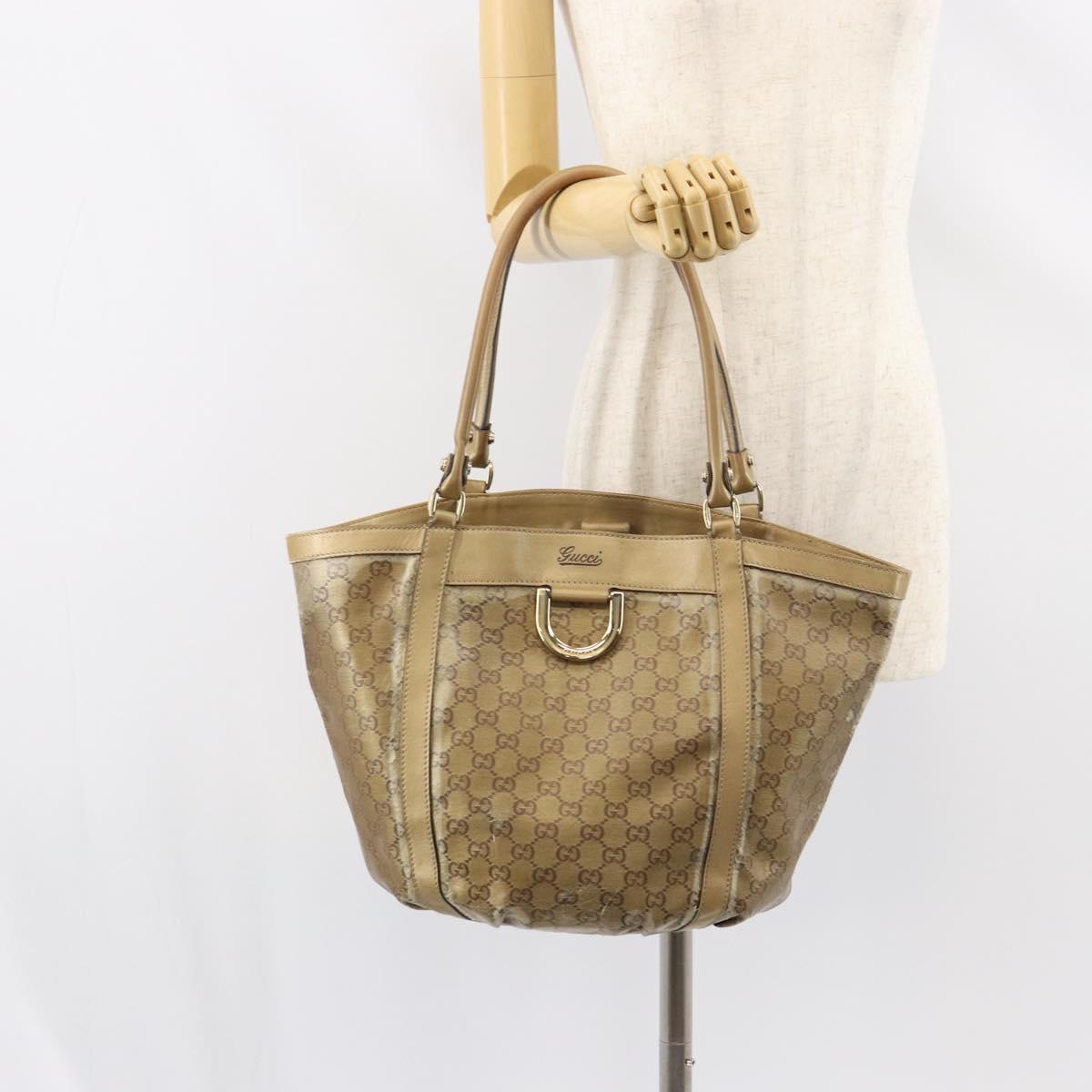 GUCCI GG Crystal Abbey Tote Bag Gold 211982 Auth 160848