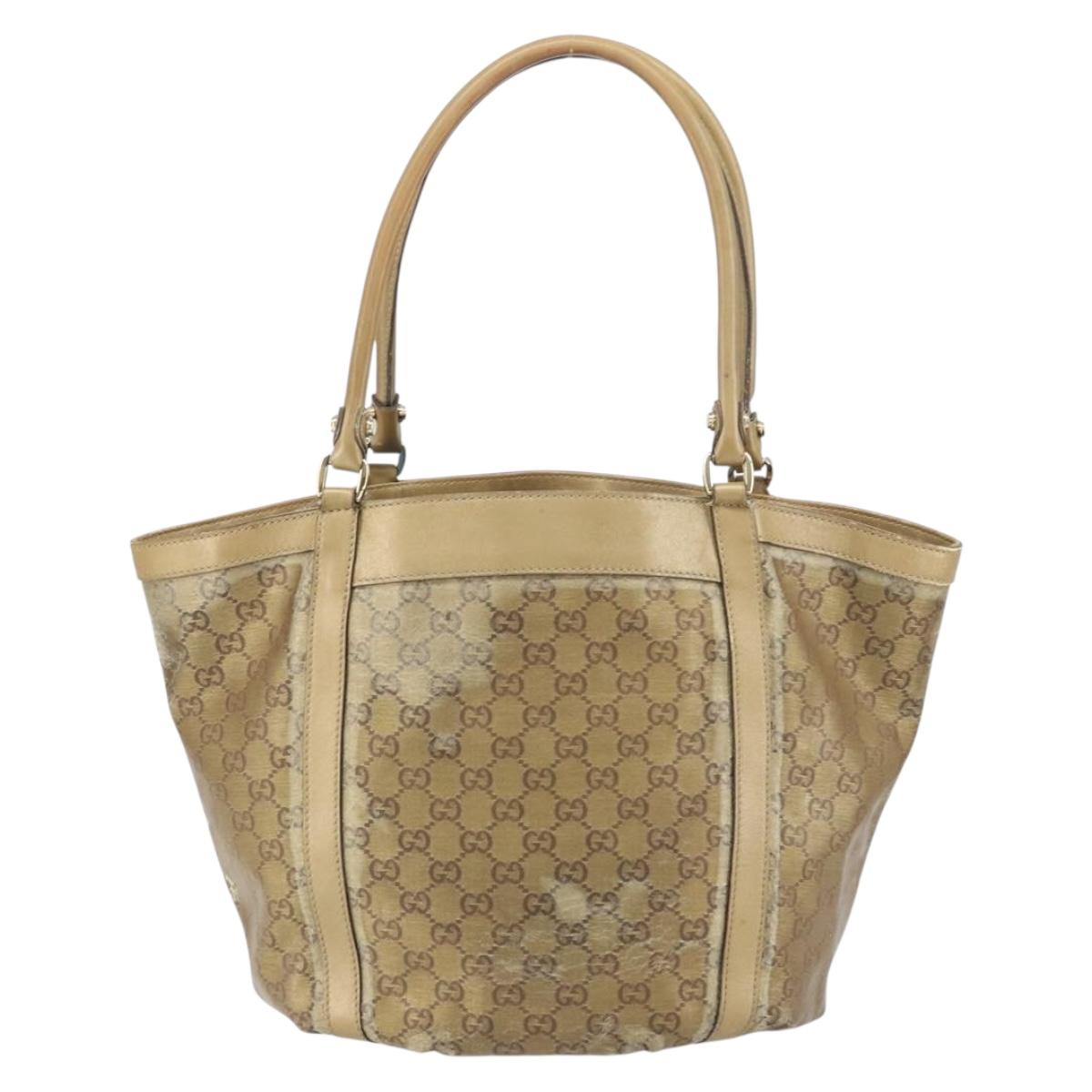 GUCCI GG Crystal Abbey Tote Bag Gold 211982 Auth 160848