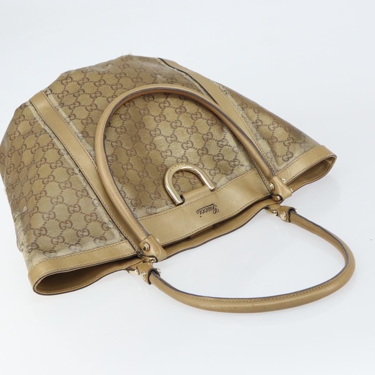 GUCCI GG Crystal Abbey Tote Bag Gold 211982 Auth 160848