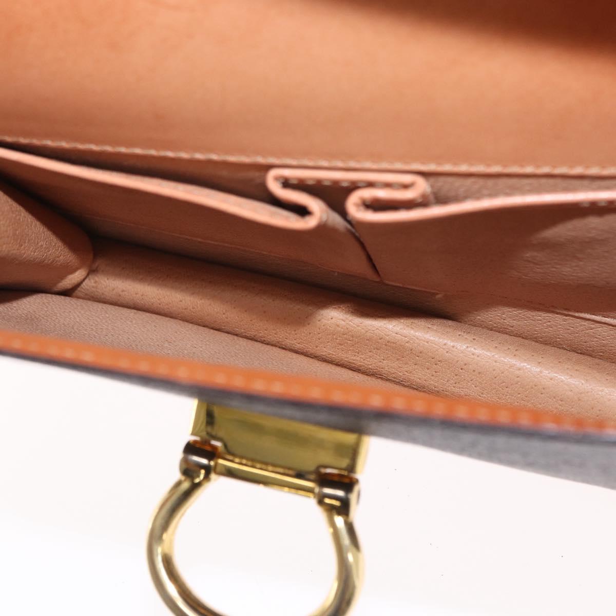 CELINE Macadam Canvas Hand Bag PVC Leather Brown Gold Auth 160851