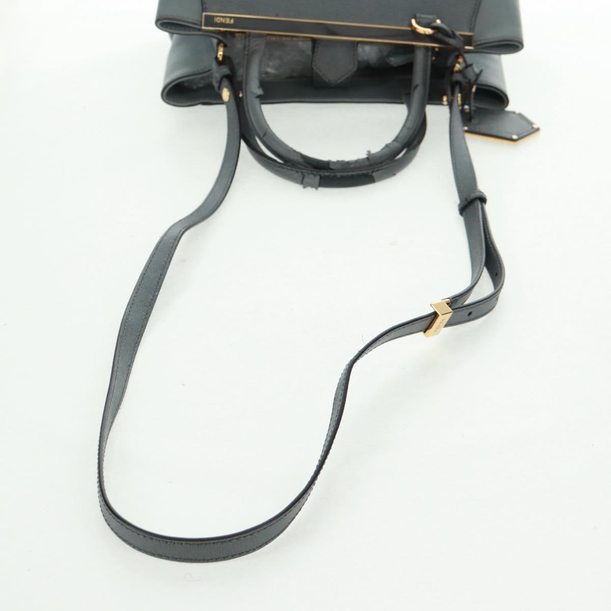 FENDI To joule Hand Bag Leather 2way Gray Gold Auth 160854