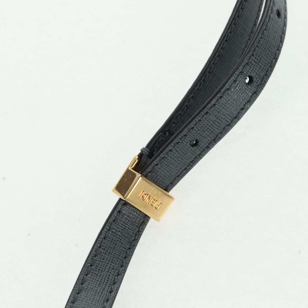 FENDI To joule Hand Bag Leather 2way Gray Gold Auth 160854