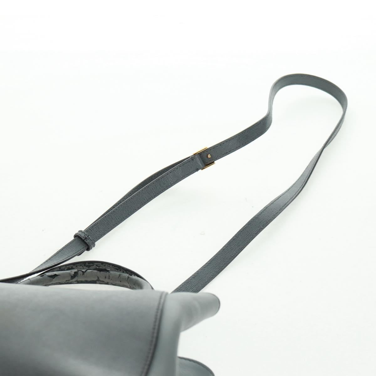 FENDI To joule Hand Bag Leather 2way Gray Gold Auth 160854