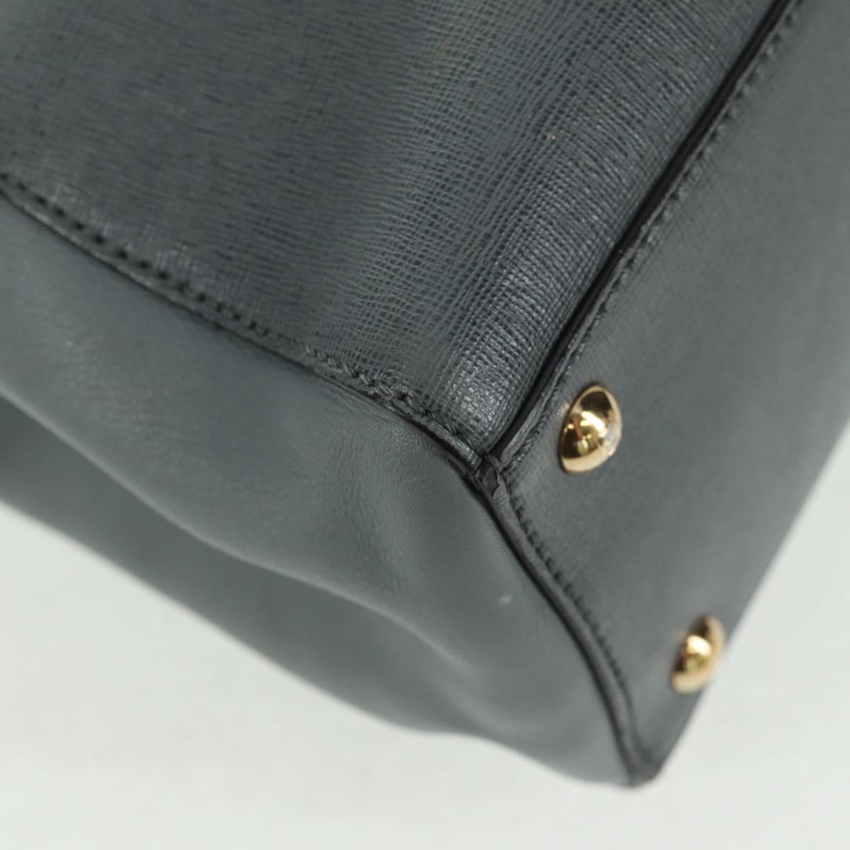 FENDI To joule Hand Bag Leather 2way Gray Gold Auth 160854