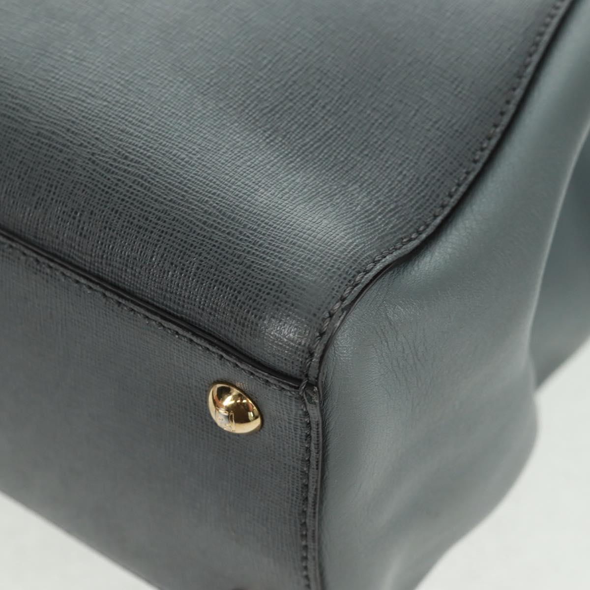 FENDI To joule Hand Bag Leather 2way Gray Gold Auth 160854