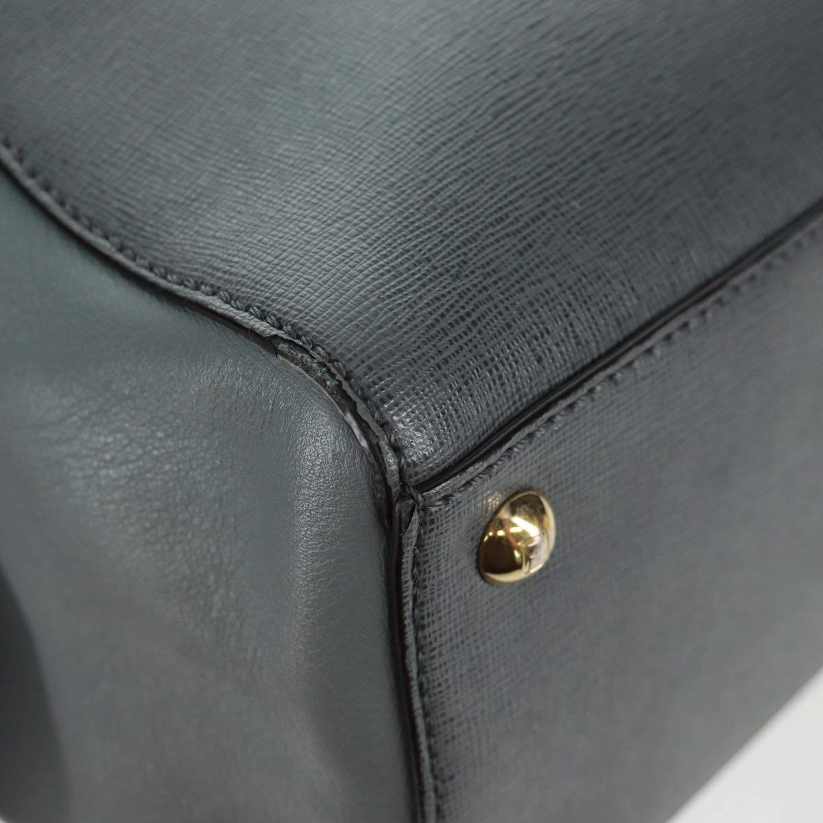 FENDI To joule Hand Bag Leather 2way Gray Gold Auth 160854