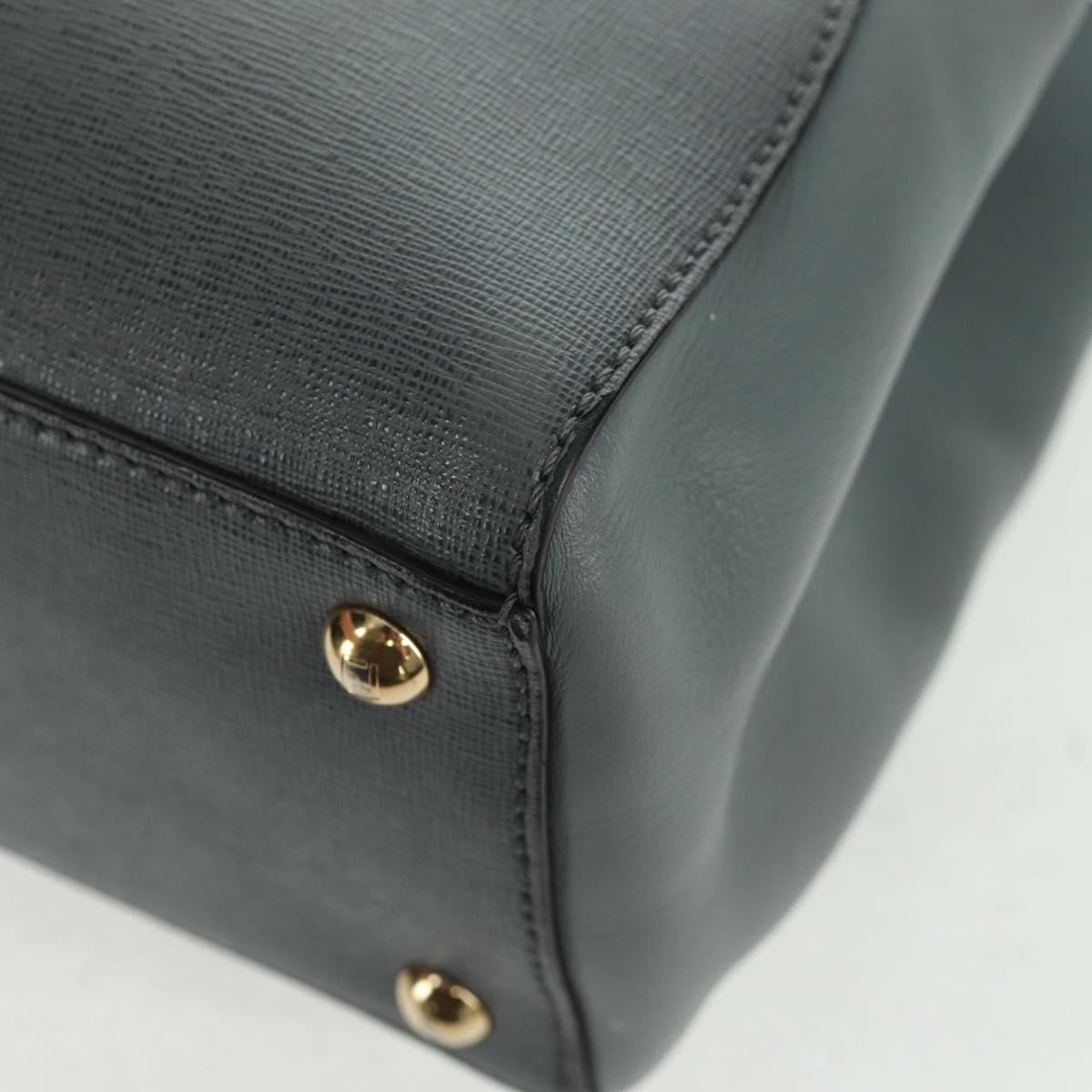 FENDI To joule Hand Bag Leather 2way Gray Gold Auth 160854