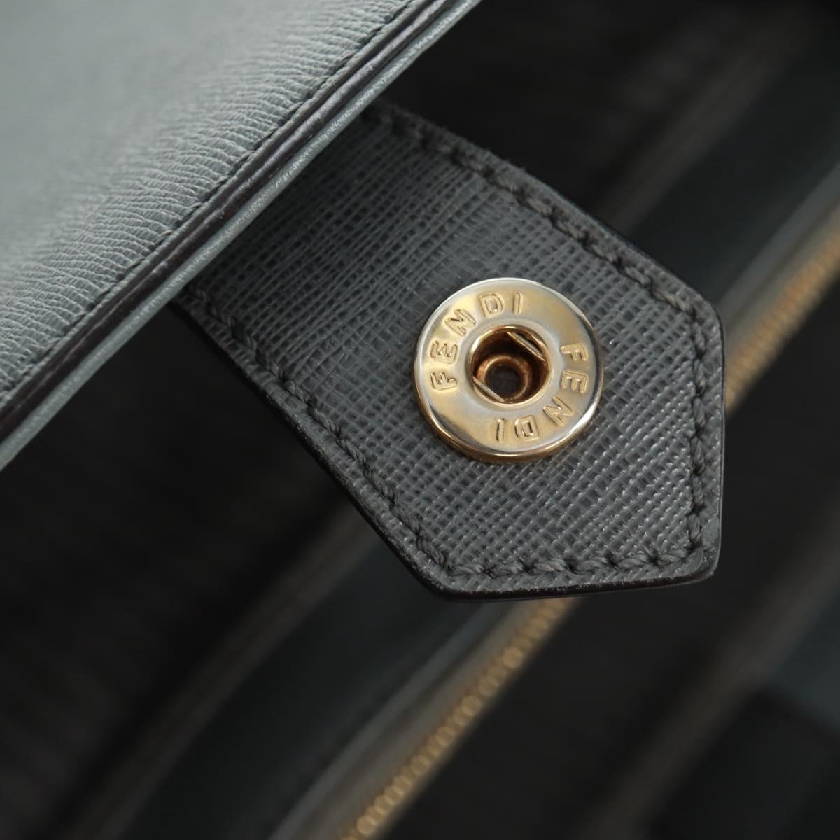 FENDI To joule Hand Bag Leather 2way Gray Gold Auth 160854