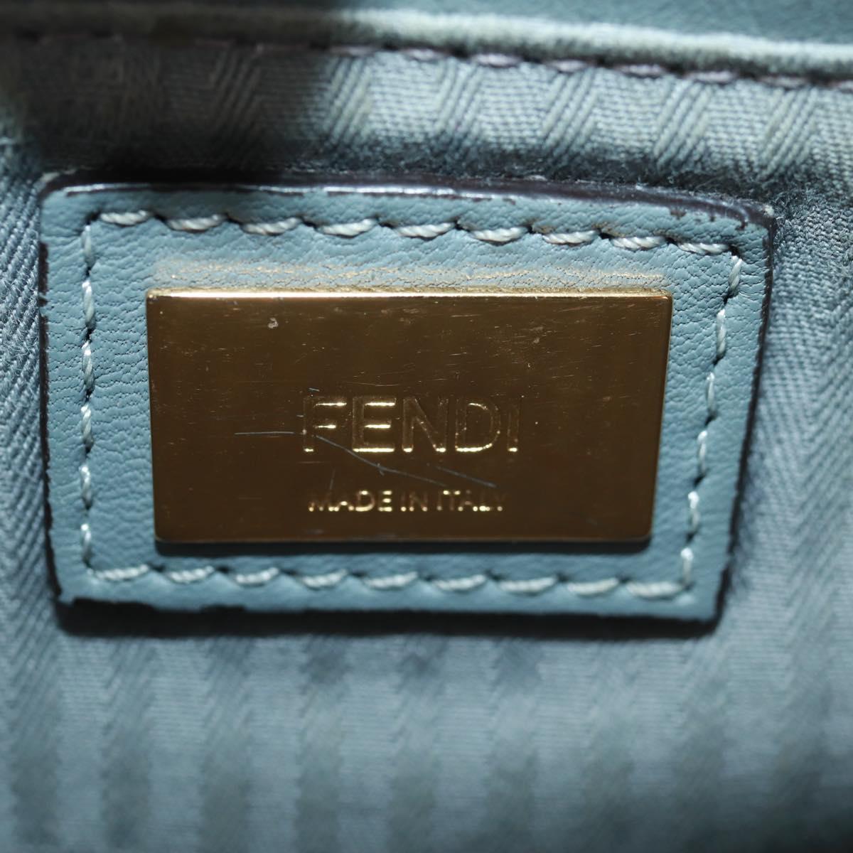 FENDI To joule Hand Bag Leather 2way Gray Gold Auth 160854