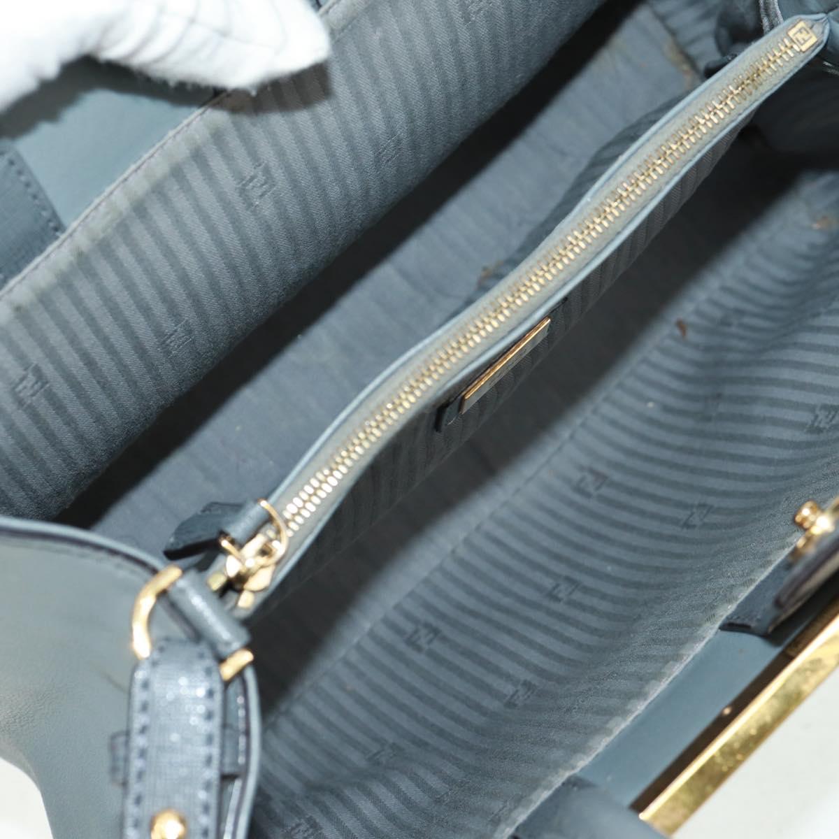 FENDI To joule Hand Bag Leather 2way Gray Gold Auth 160854