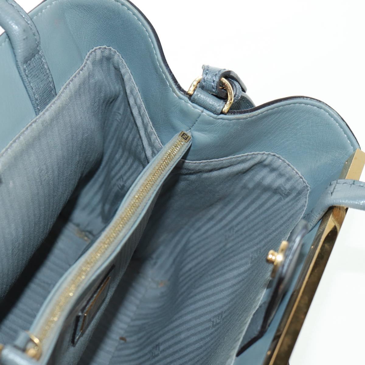 FENDI To joule Hand Bag Leather 2way Gray Gold Auth 160854