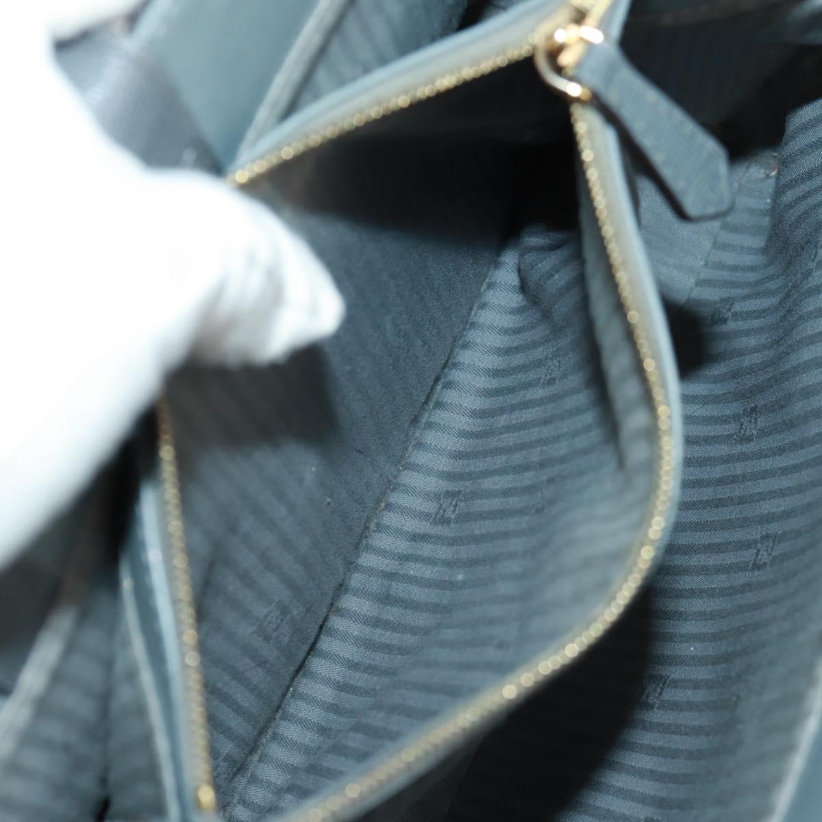 FENDI To joule Hand Bag Leather 2way Gray Gold Auth 160854