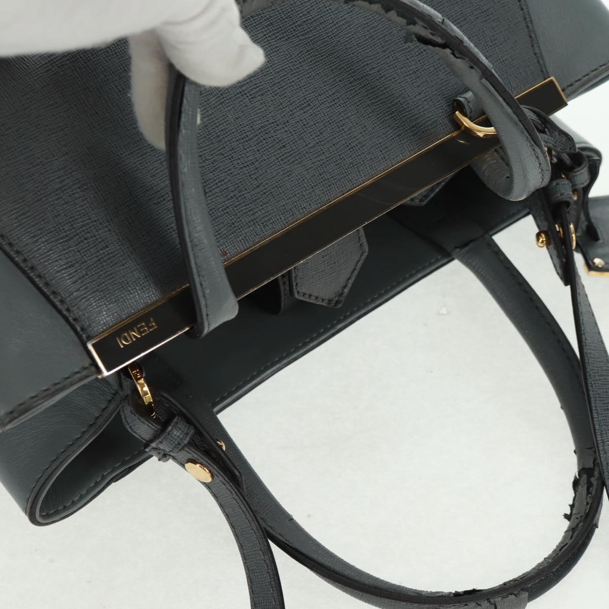 FENDI To joule Hand Bag Leather 2way Gray Gold Auth 160854