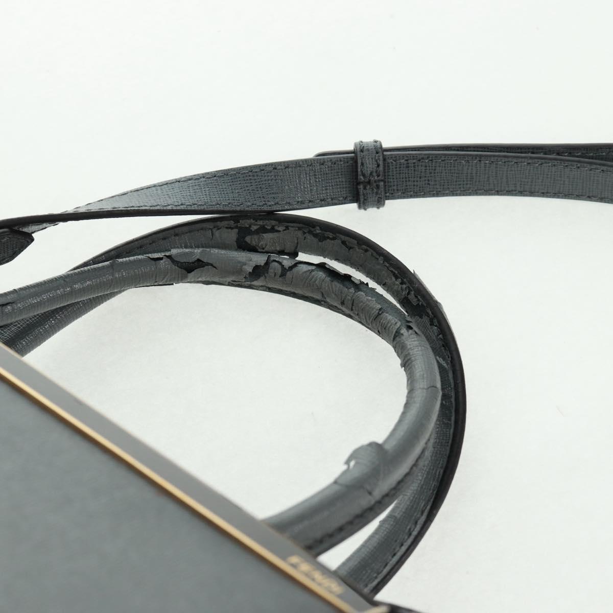 FENDI To joule Hand Bag Leather 2way Gray Gold Auth 160854