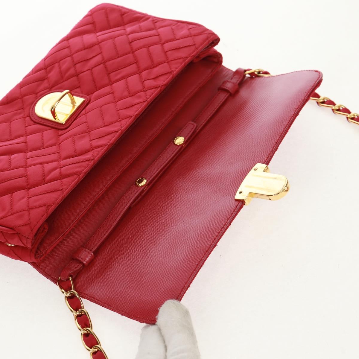 PRADA Chain Shoulder Bag Nylon Pink Gold Auth 160856V