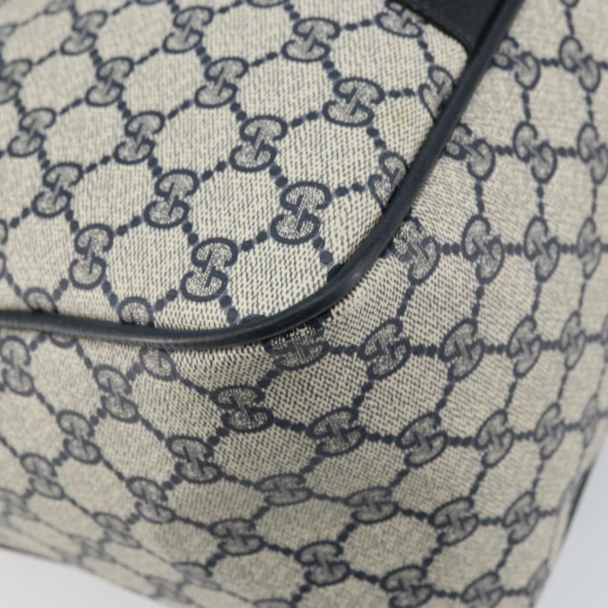 GUCCI GG Supreme Sherry Line Boston Bag PVC Navy Gold 39 02 041 Auth 160862
