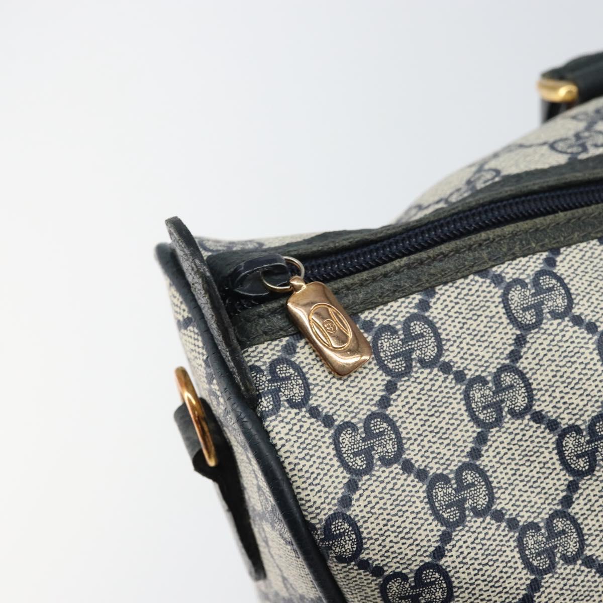 GUCCI GG Supreme Sherry Line Boston Bag PVC Navy Gold 39 02 041 Auth 160862