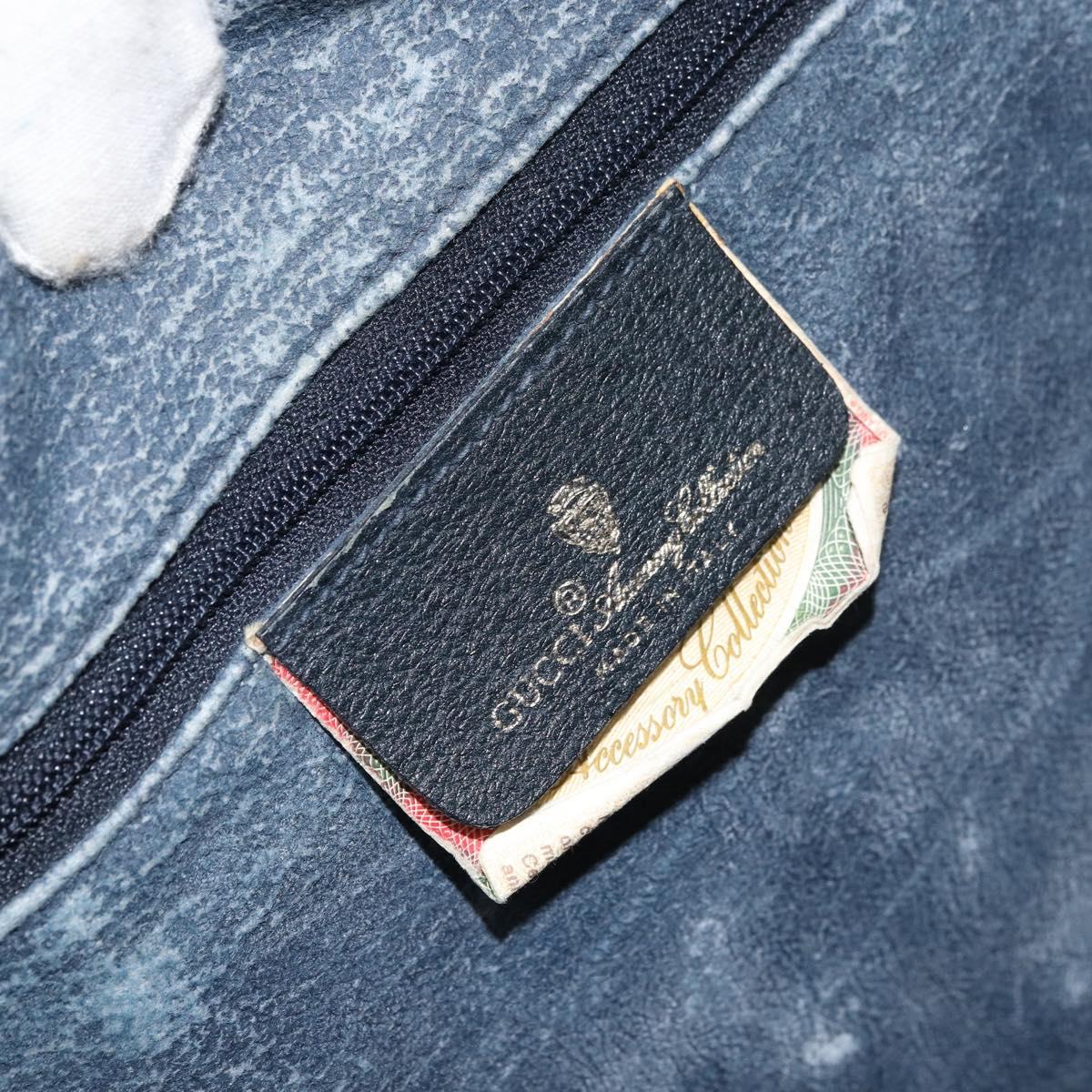 GUCCI GG Supreme Sherry Line Boston Bag PVC Navy Gold 39 02 041 Auth 160862