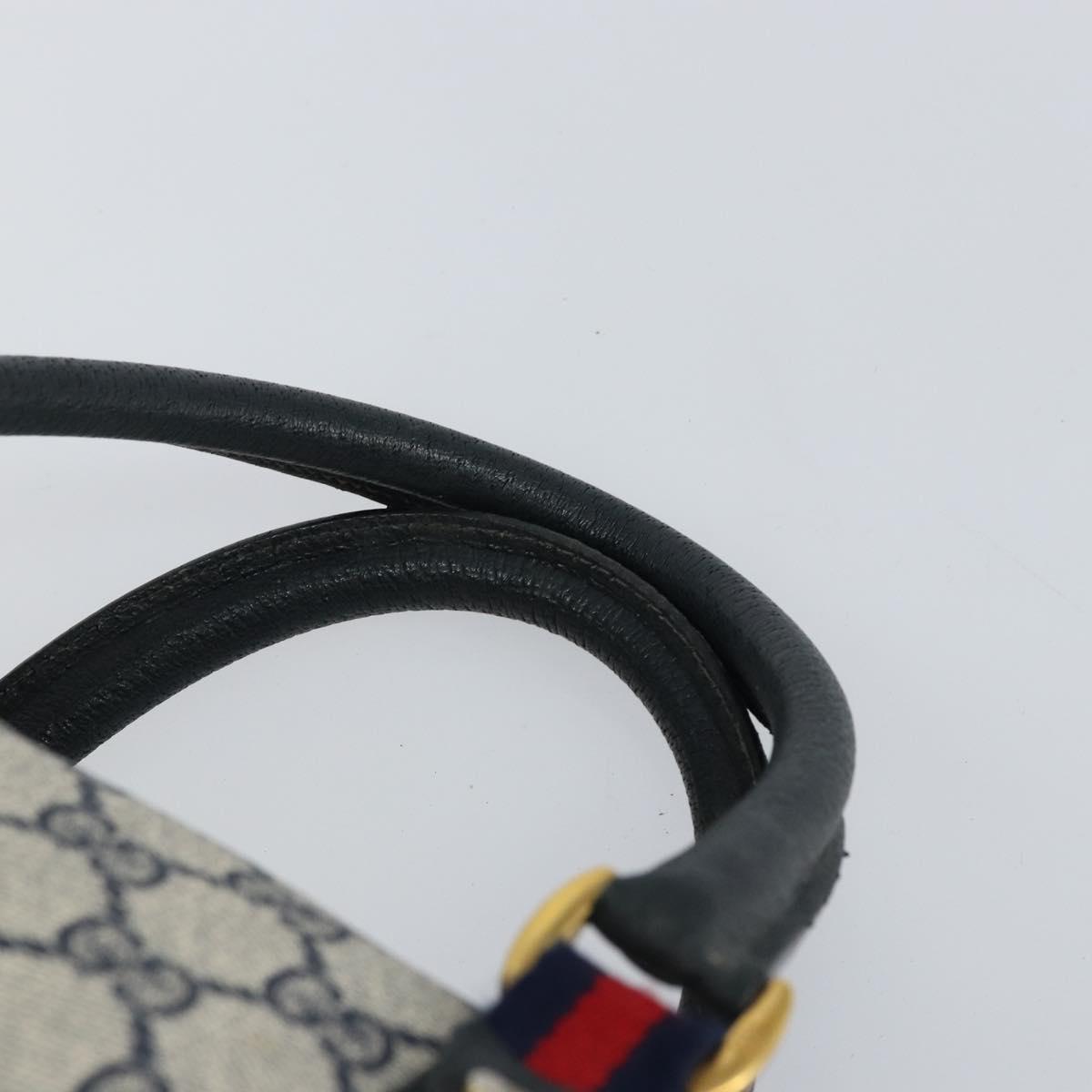 GUCCI GG Supreme Sherry Line Boston Bag PVC Navy Gold 39 02 041 Auth 160862