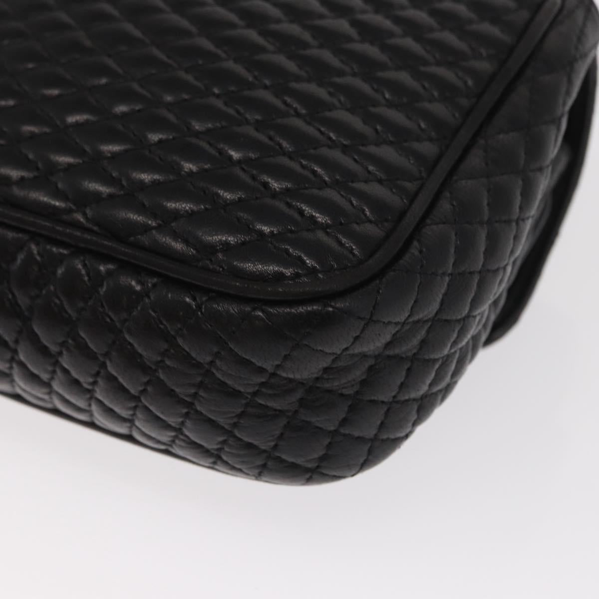 BALLY Chain Shoulder Bag Leather Black Gold Auth 160874