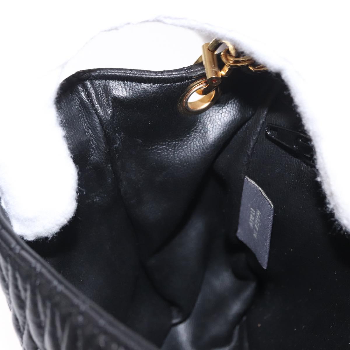 BALLY Chain Shoulder Bag Leather Black Gold Auth 160874