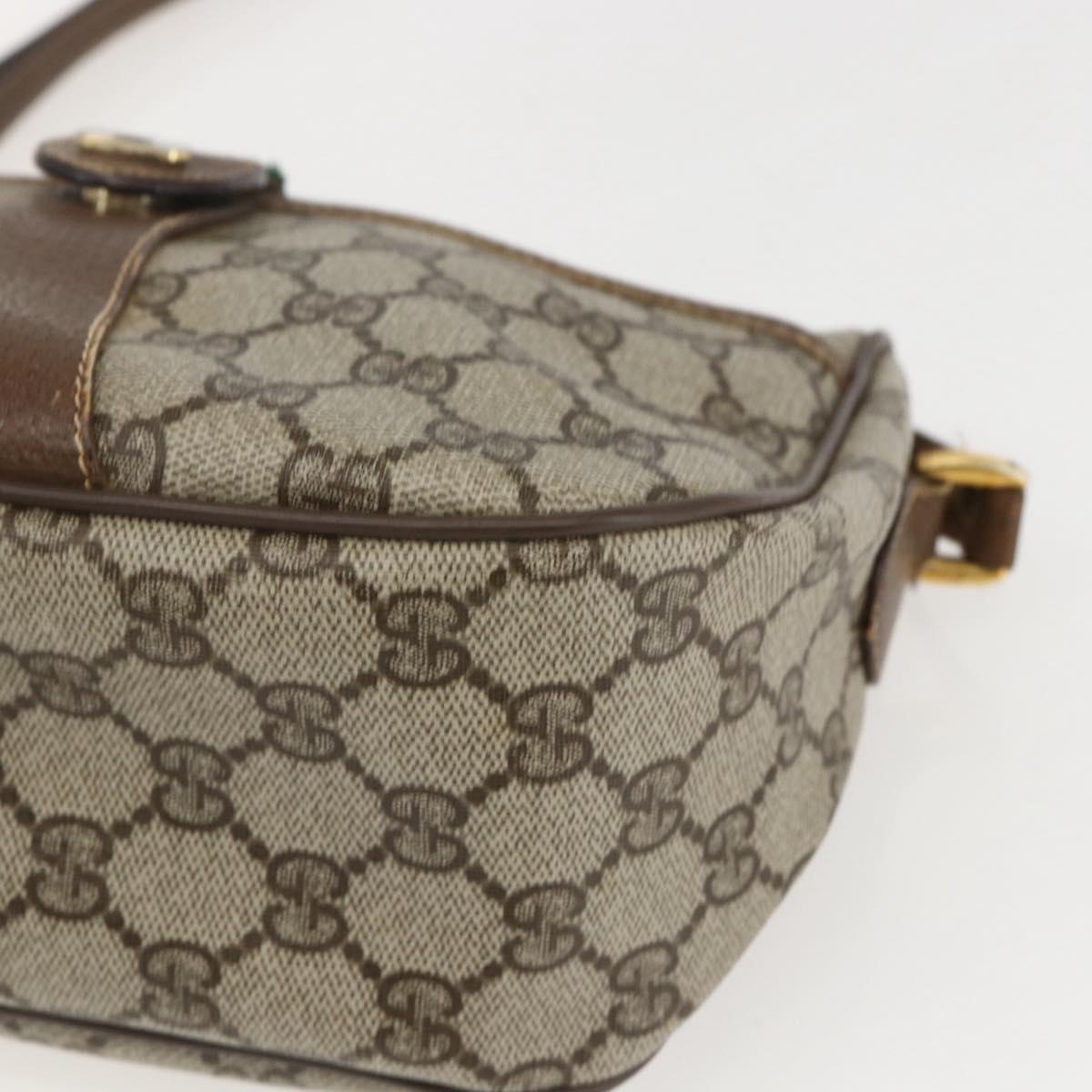 GUCCI GG Supreme Web Sherry Line Bag PVC Beige Gold 89 02 032 Auth 160877