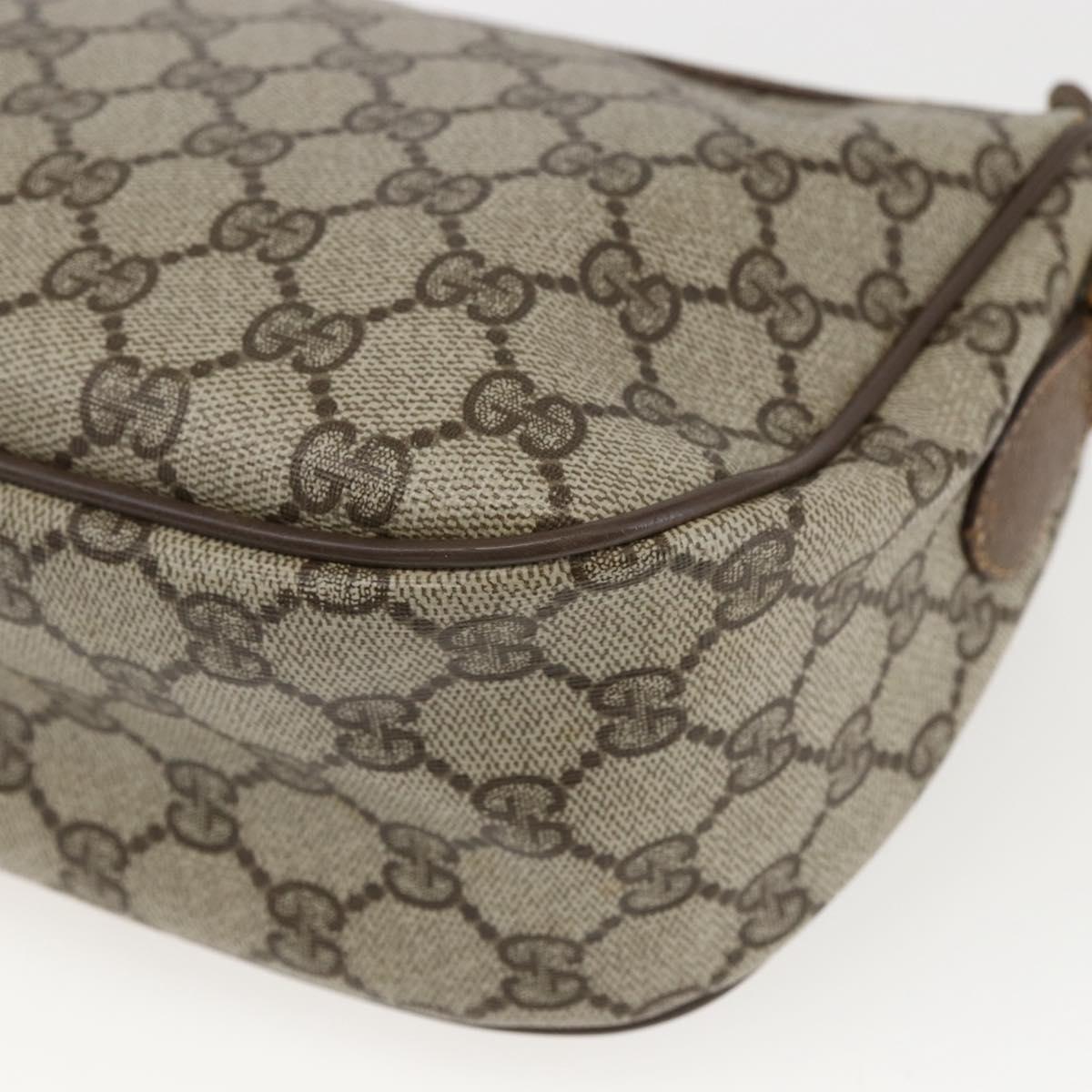 GUCCI GG Supreme Web Sherry Line Bag PVC Beige Gold 89 02 032 Auth 160877