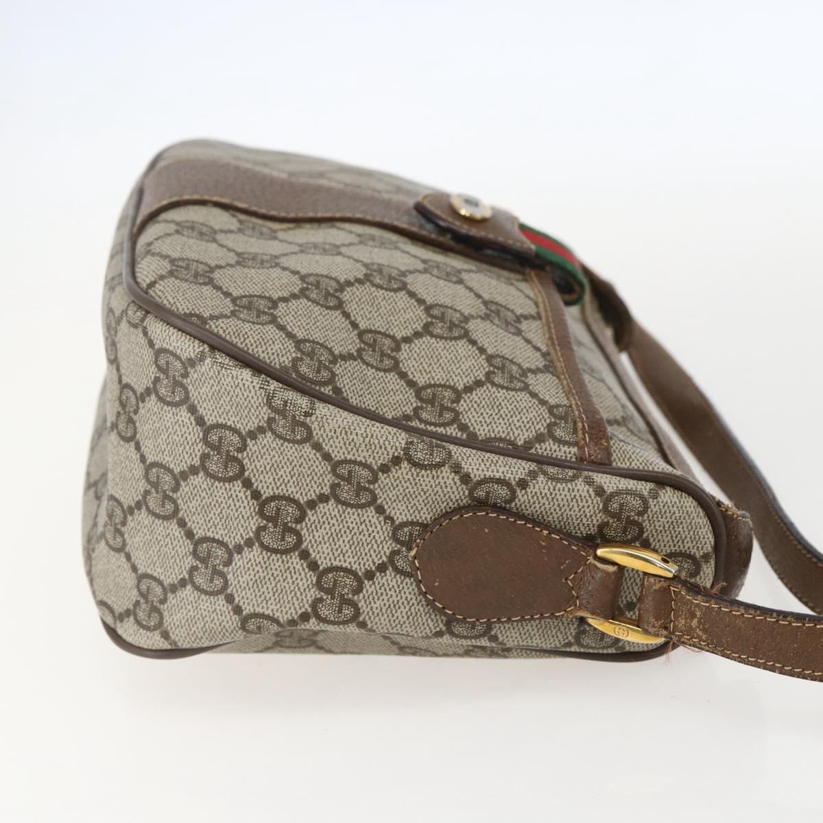 GUCCI GG Supreme Web Sherry Line Bag PVC Beige Gold 89 02 032 Auth 160877