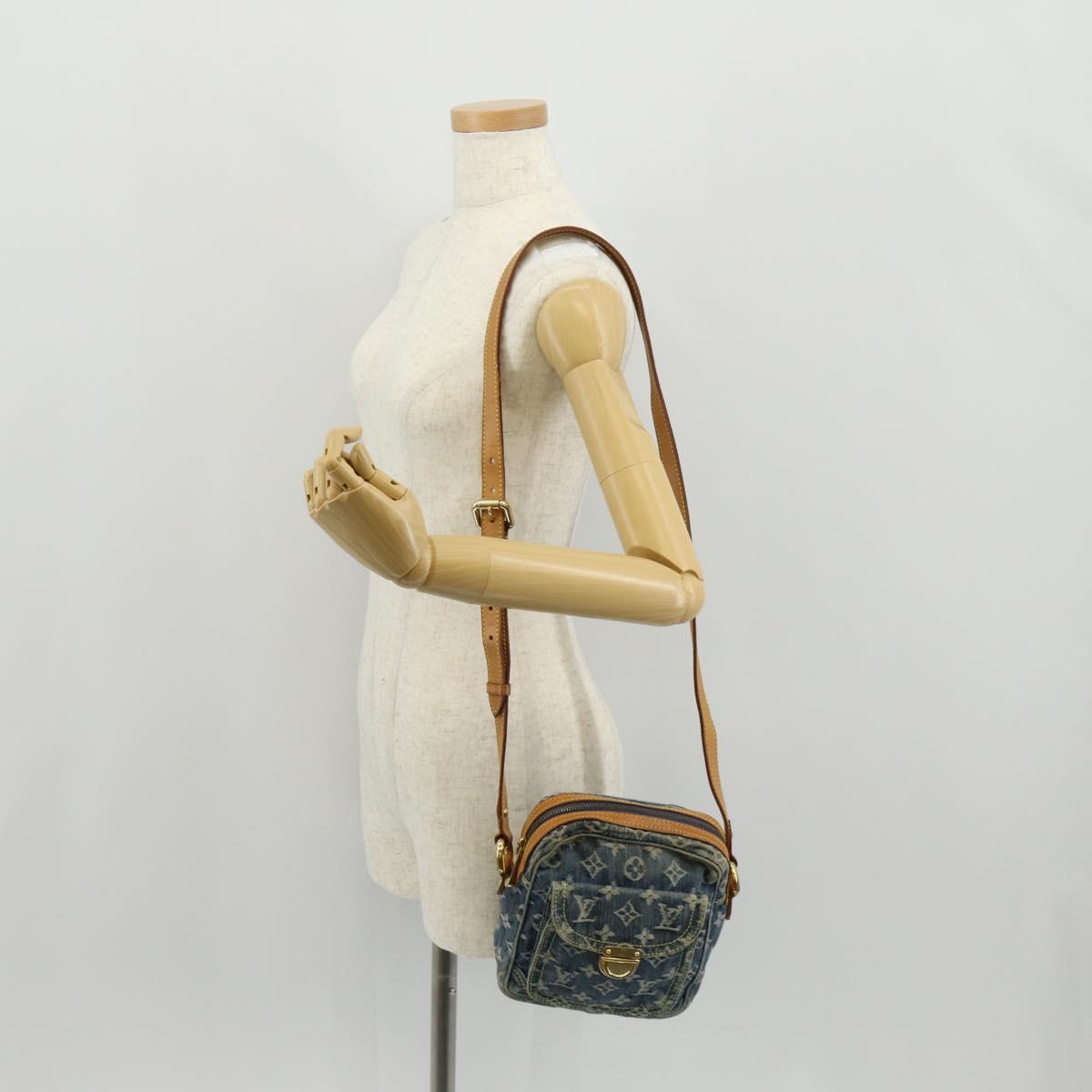 LOUIS VUITTON Monogram Denim Camera Bag Shoulder Bag Blue M95348 LV Auth 160880V