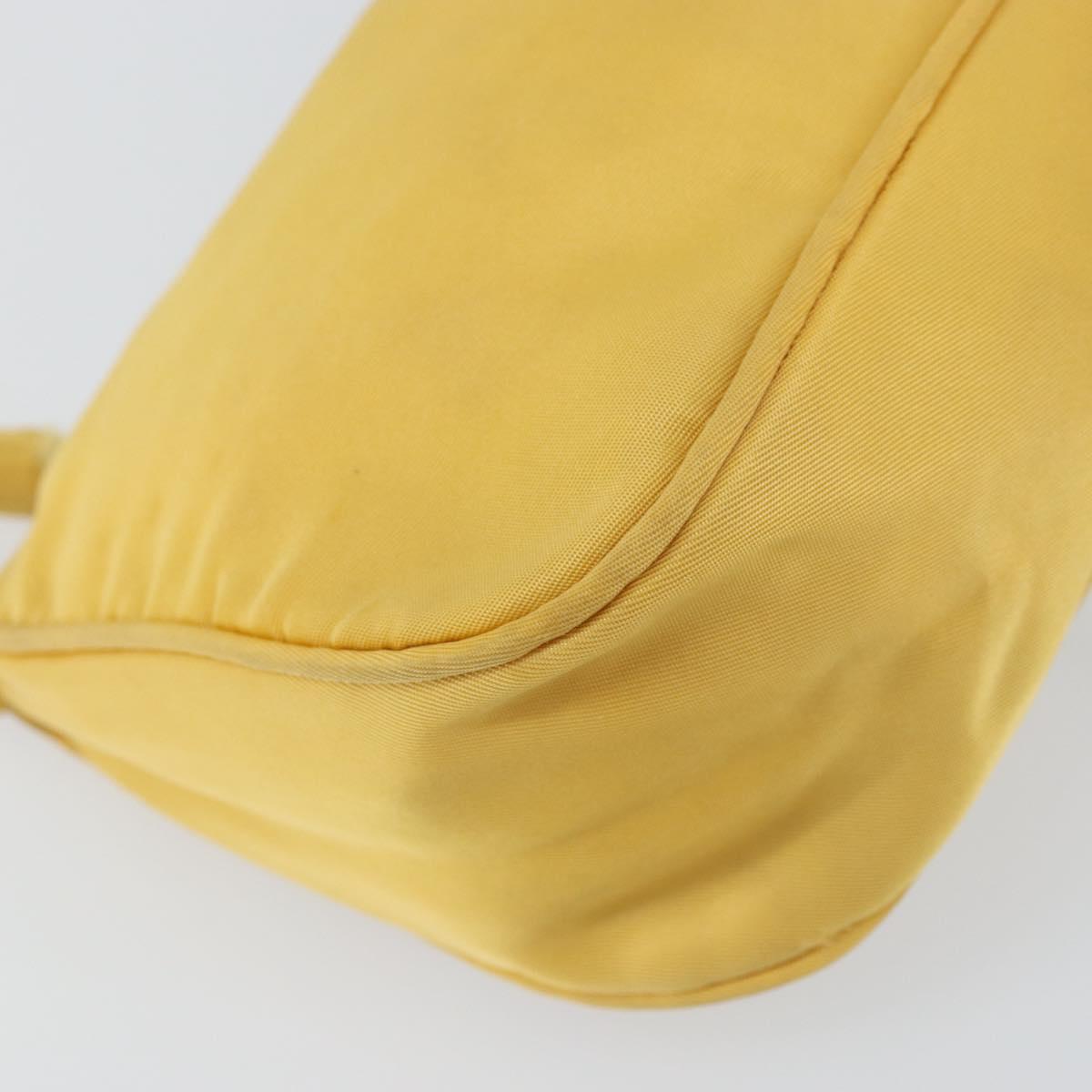 PRADA Accessory Pouch Nylon Yellow Auth 160881