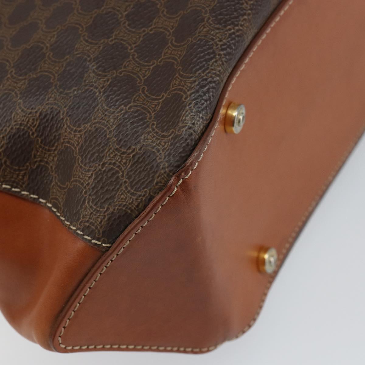 CELINE Macadam Canvas Hand Bag PVC Leather Brown Gold Auth 160884