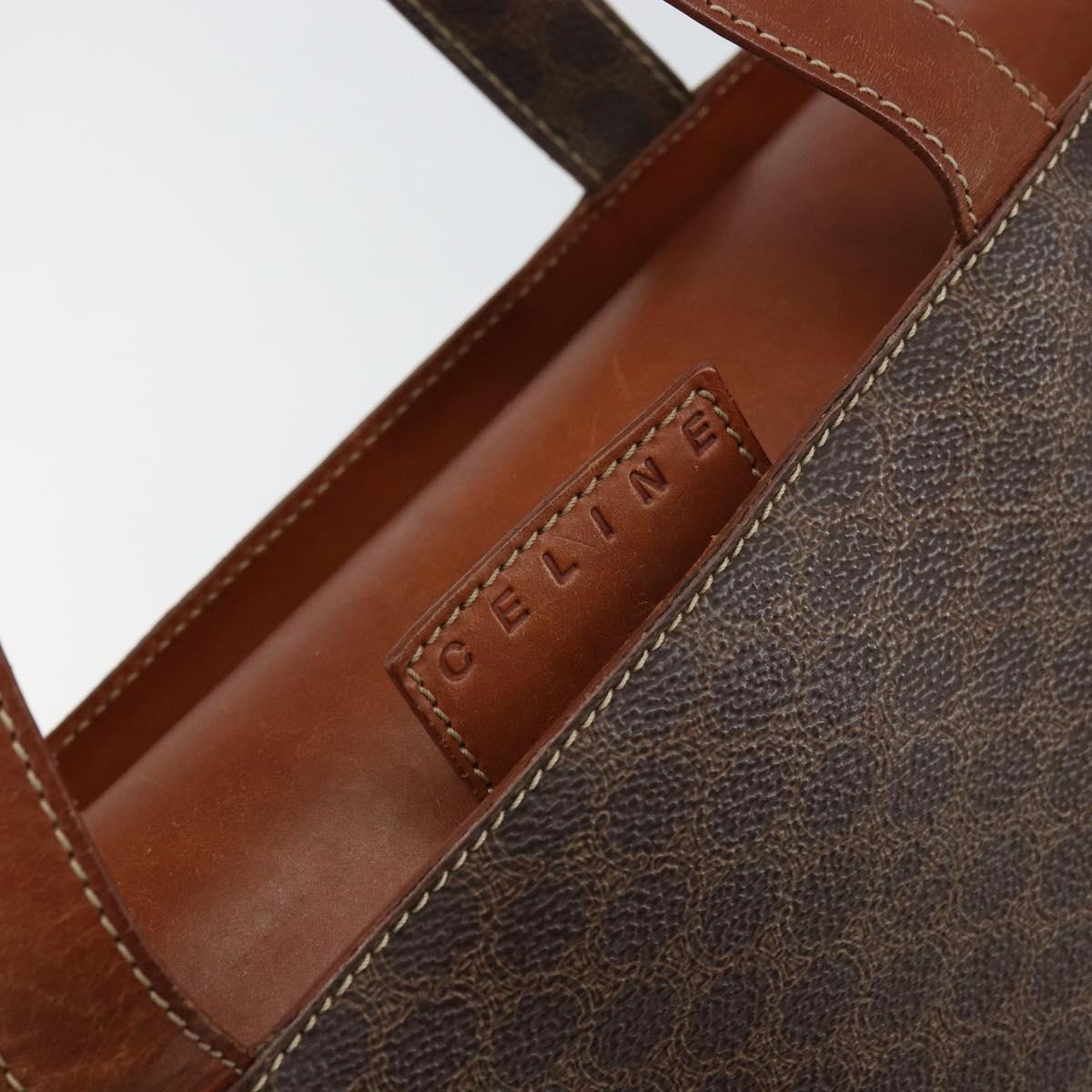 CELINE Macadam Canvas Hand Bag PVC Leather Brown Gold Auth 160884