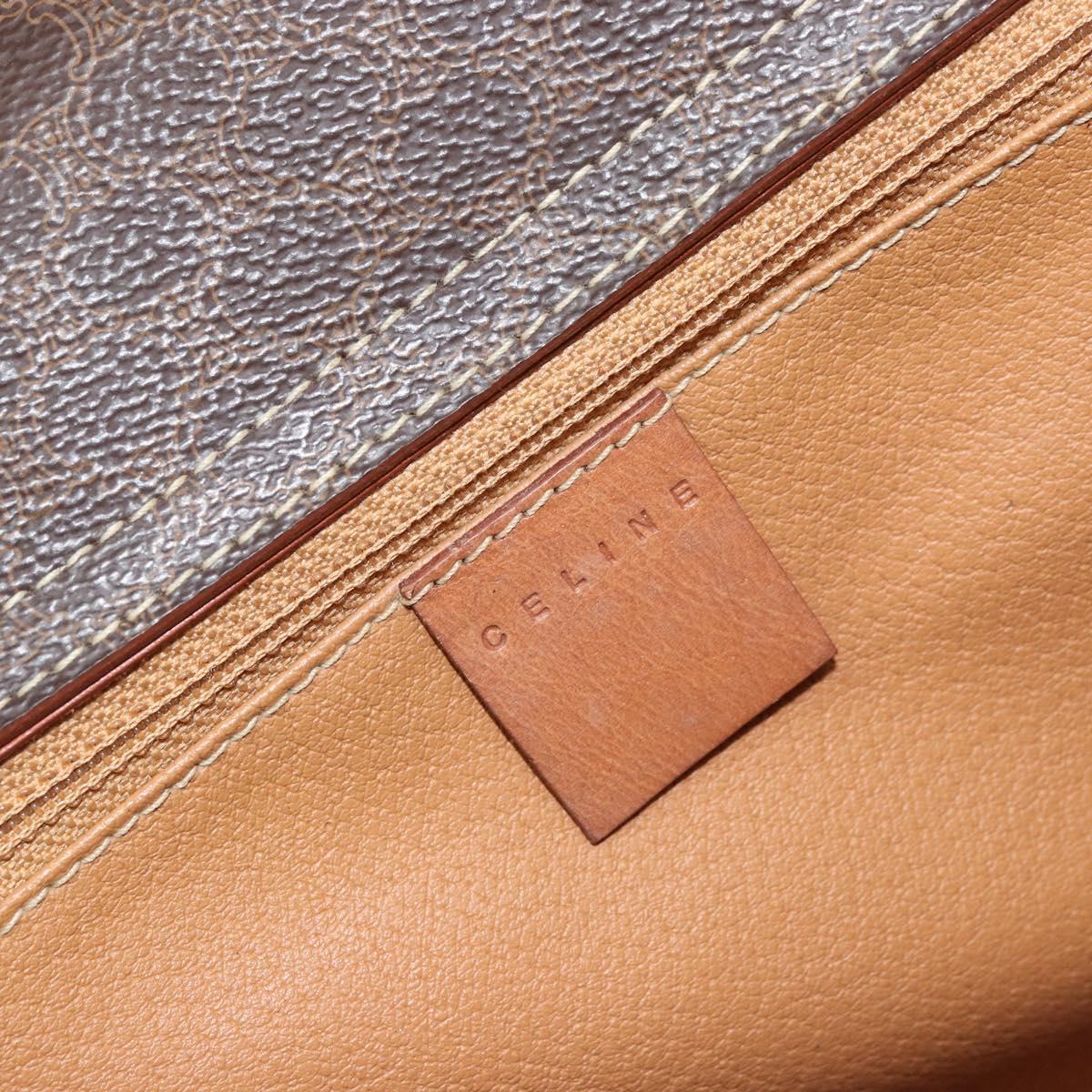 CELINE Macadam Canvas Hand Bag PVC Leather Brown Gold Auth 160884