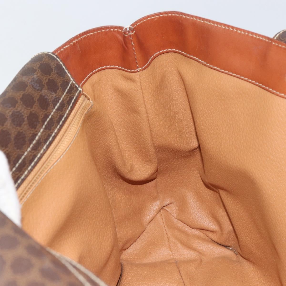 CELINE Macadam Canvas Hand Bag PVC Leather Brown Gold Auth 160884