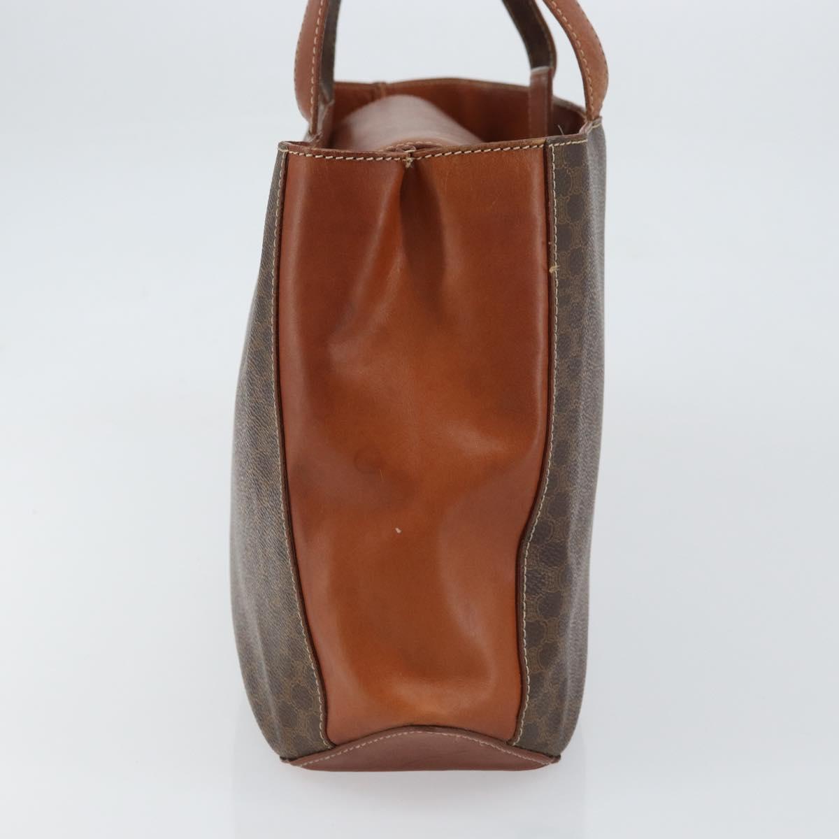 CELINE Macadam Canvas Hand Bag PVC Leather Brown Gold Auth 160884