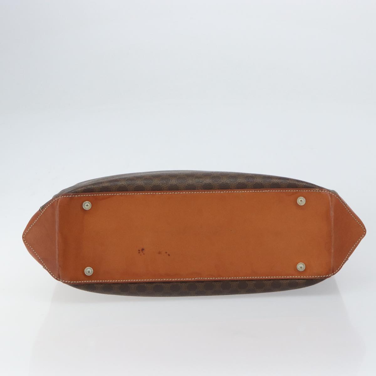 CELINE Macadam Canvas Hand Bag PVC Leather Brown Gold Auth 160884