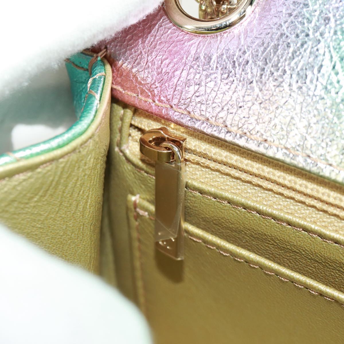 CHANEL 2.55 Matelasse 20 Chain Bag Leather Multicolor Gold CC Auth 160885SAM