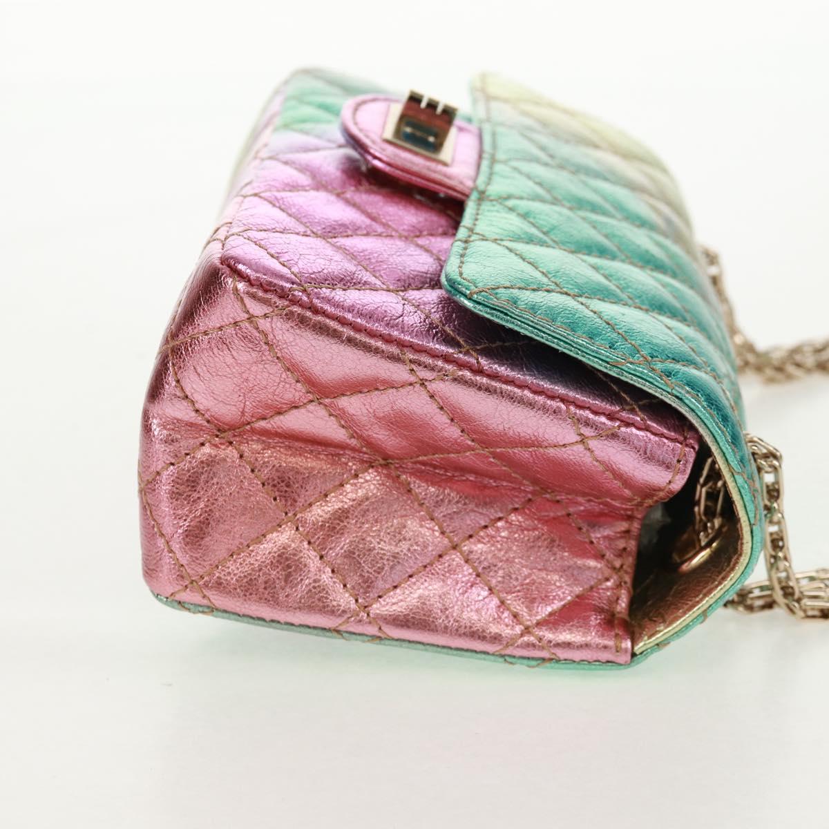 CHANEL 2.55 Matelasse 20 Chain Bag Leather Multicolor Gold CC Auth 160885SAM