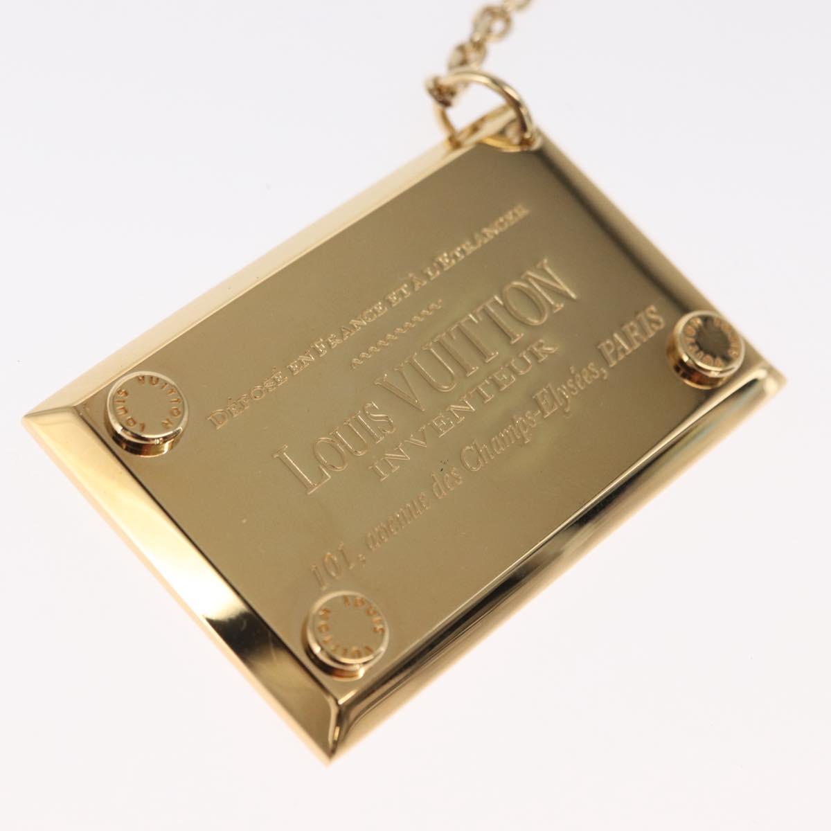 LOUIS VUITTON Porte Cles Aventur Plate Charm metal Gold Tone M95280 Auth 160900V